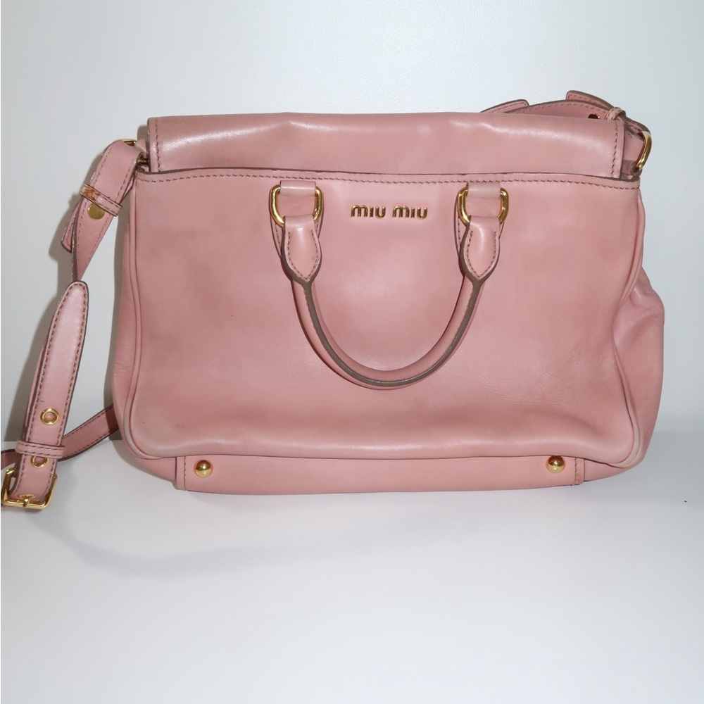 miu miu blush pink satchel bag | miu miu madras leather two way shoulder bag - Picture 2 of 14